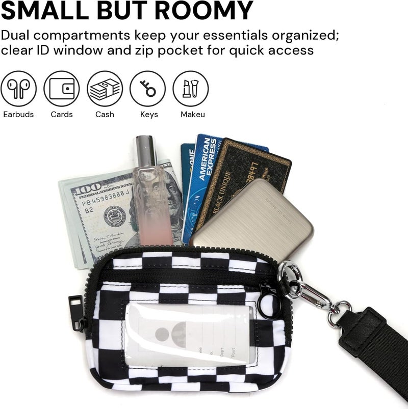 YDF Keychain Wallet for Women Mini Zip Card Holder with ID Window, Coin Purse, Detachable Wristlet, Small Organizer Wallet, Checkered - Image 5